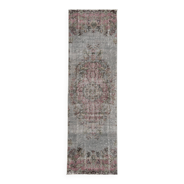 Tapis de course vintage bordeaux doux fait à la main 3x9