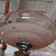 Chandelier 5 pink globes nickel, copper art deco 1950