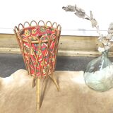Rattan and floral fabric basket worker