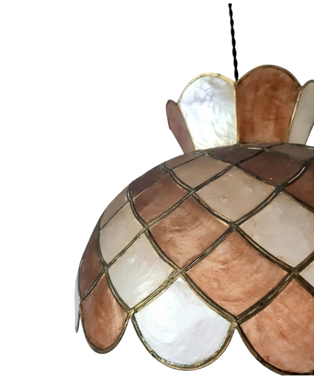 Suspension nacre art déco à losanges