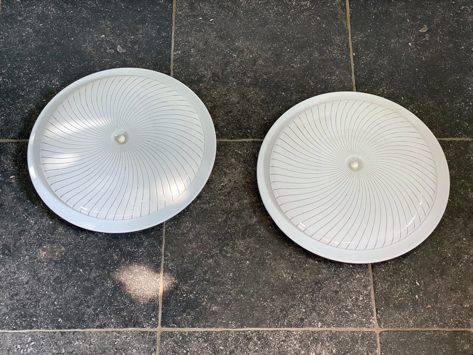 Vintage ceiling lamp with acrylic striped shade