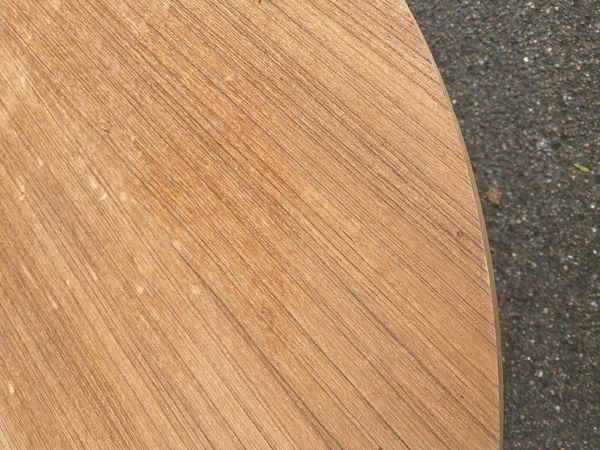 Table à manger scandinave ronde extensible rénovée en teck 110cm