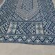 Tapis kilim bleu et blanc fait main 155 x 75 cm