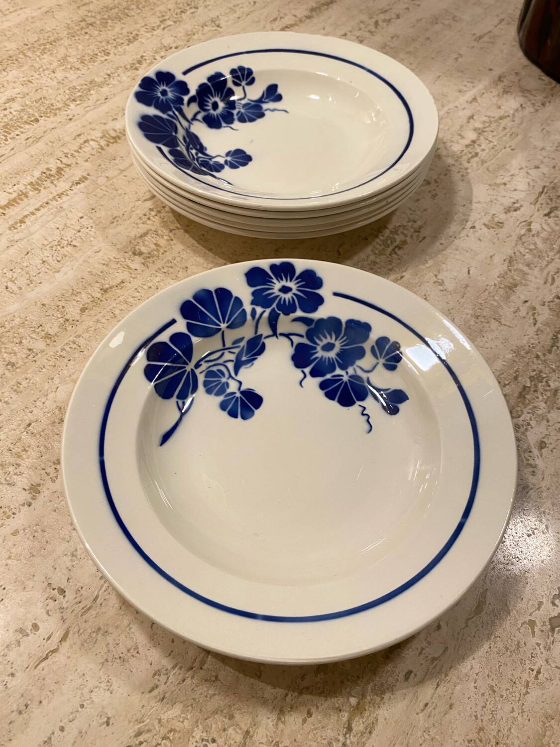 Set of 6 Badonvillier porcelain soup plates