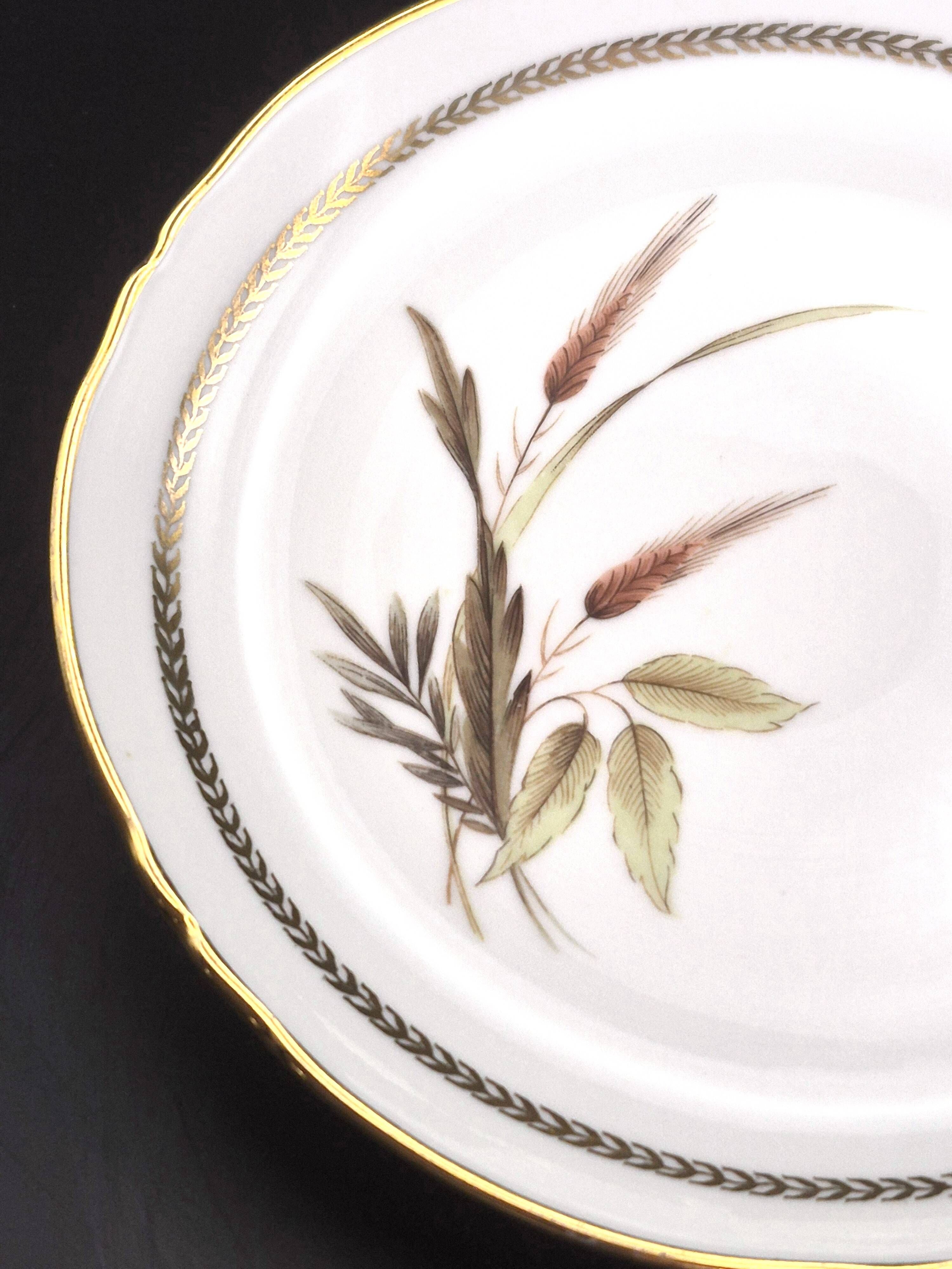 Set of 8 vintage dessert plates in porcelain – Wheat Ear pattern
