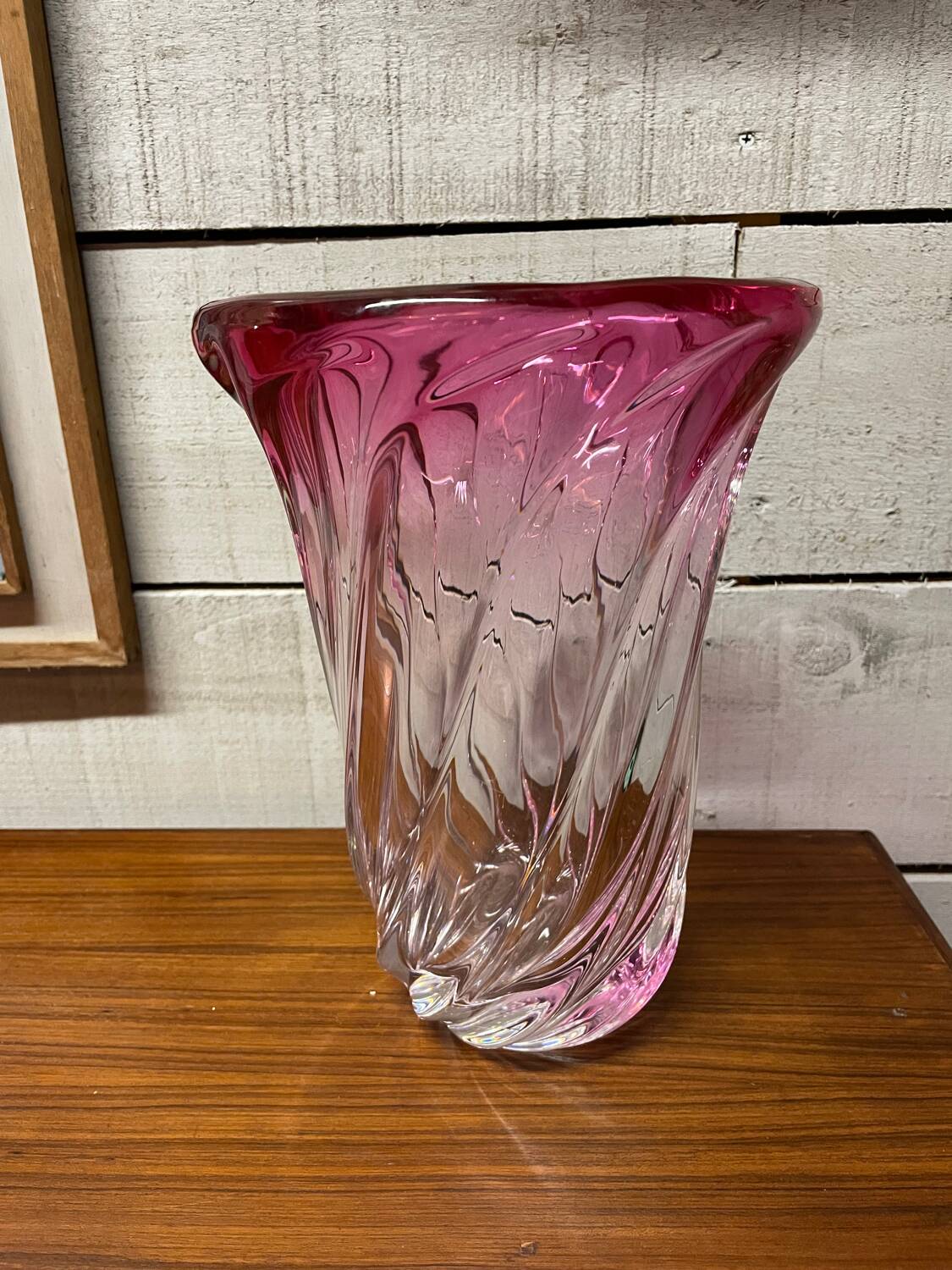 Vase bicolore cristal val saint Lambert