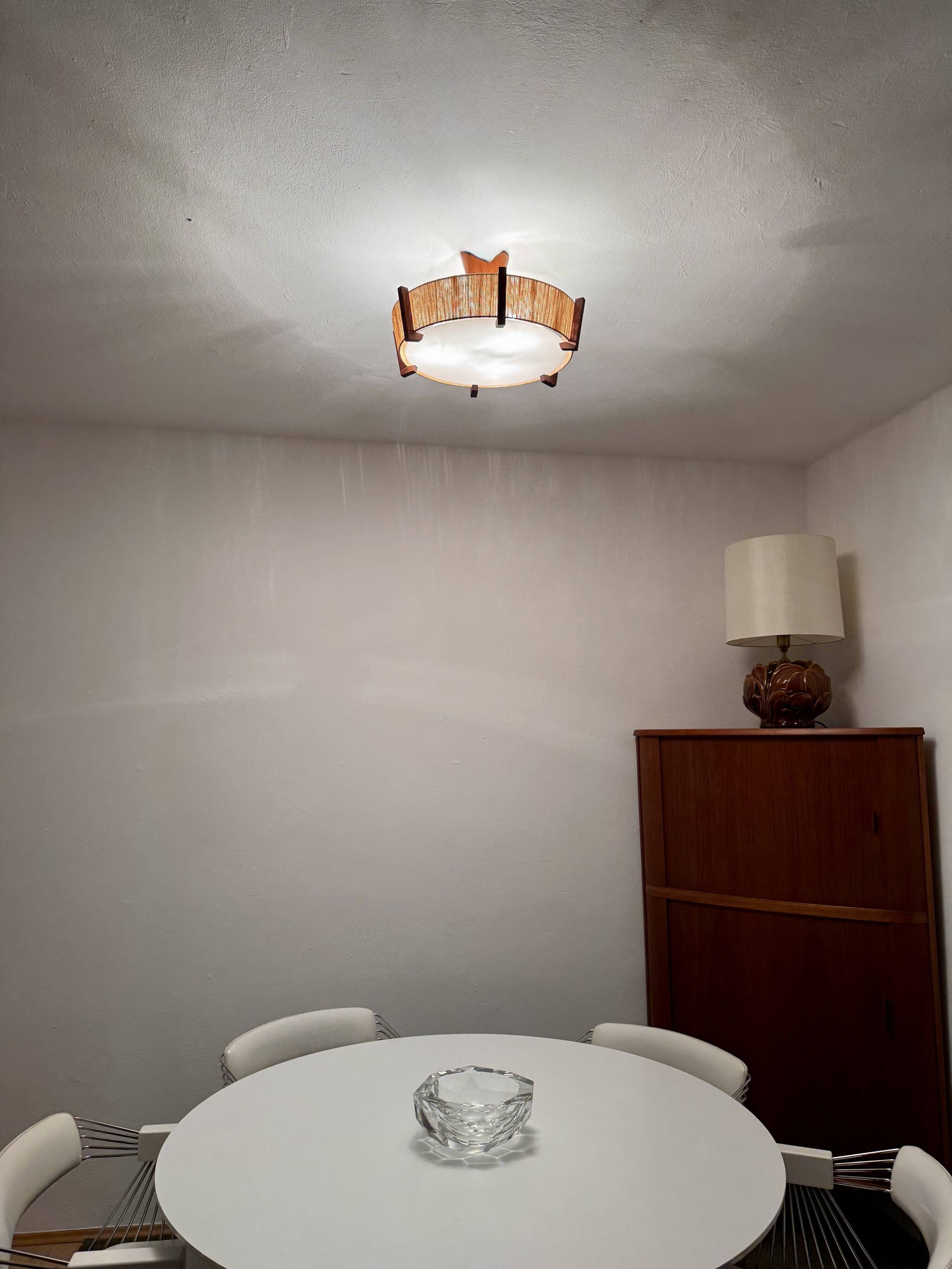 Japan Style Sisal and Teak Pendant Lamp by Temde