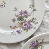 4 assiettes à dessert en porcelaine décor de fleurs Bernardaud Limoges