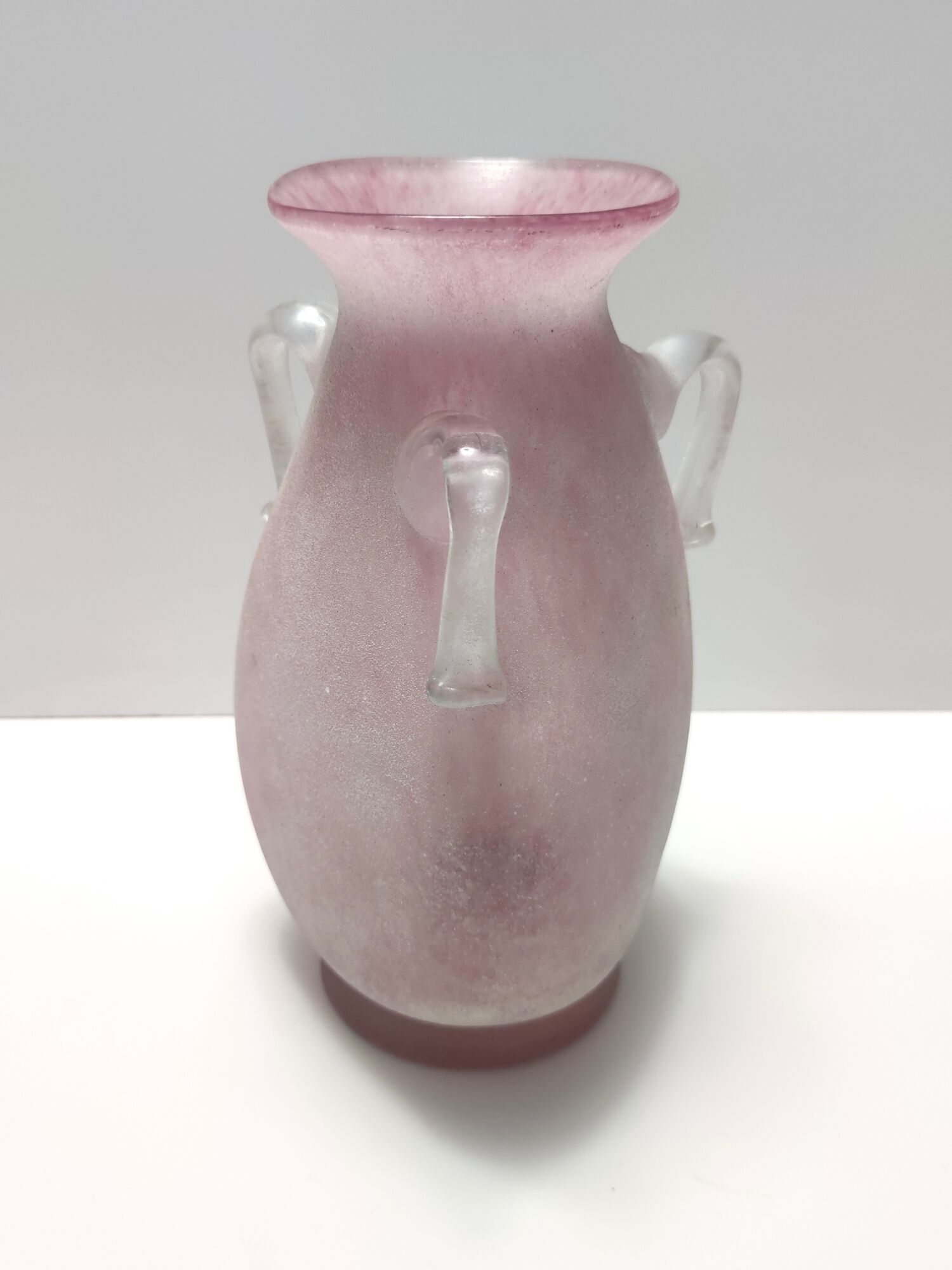 Postmodern pink scavo glass vase