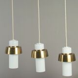 Opal & Brass hanging lamp MidCentury by Doria, 1960s