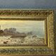 A. Laemmermann, oil painting on cardboard depicting a rocky landscape.