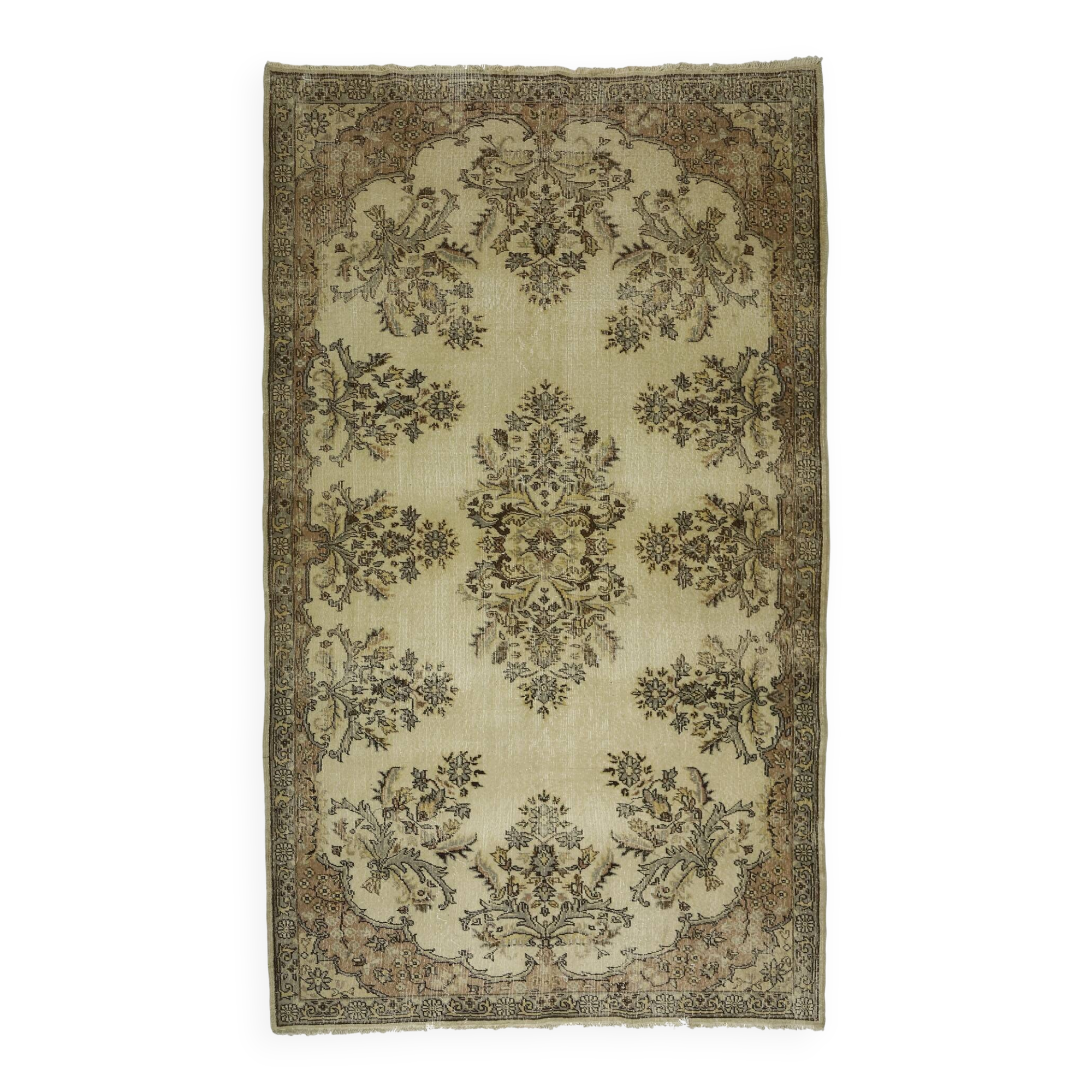 Tapis Oushak Vintage à Motifs Orientaux – Laine 100 % – 280 × 161 cm