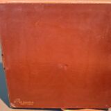 Modernist lamp base in fawn leather 1950s Le Tanneur Paris.