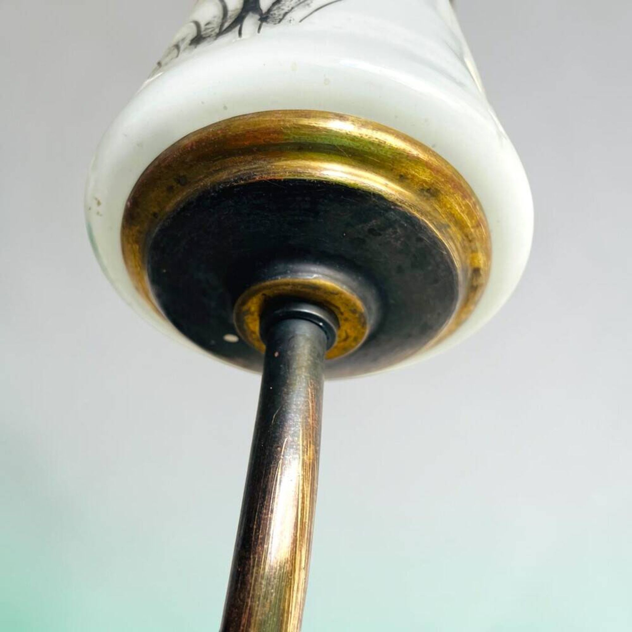 Pair Mid century brass and glass double wall sconces