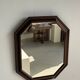 Vintage brown wooden octagonal mirror 58x48