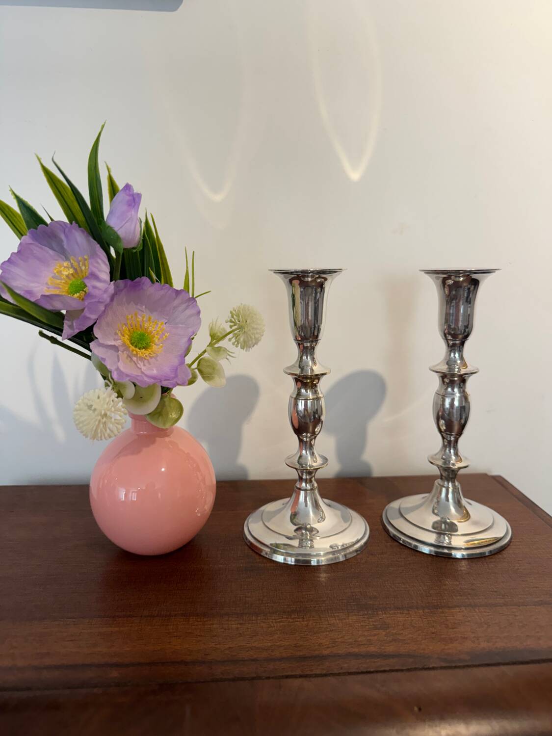 Pair of silver-plated candlesticks