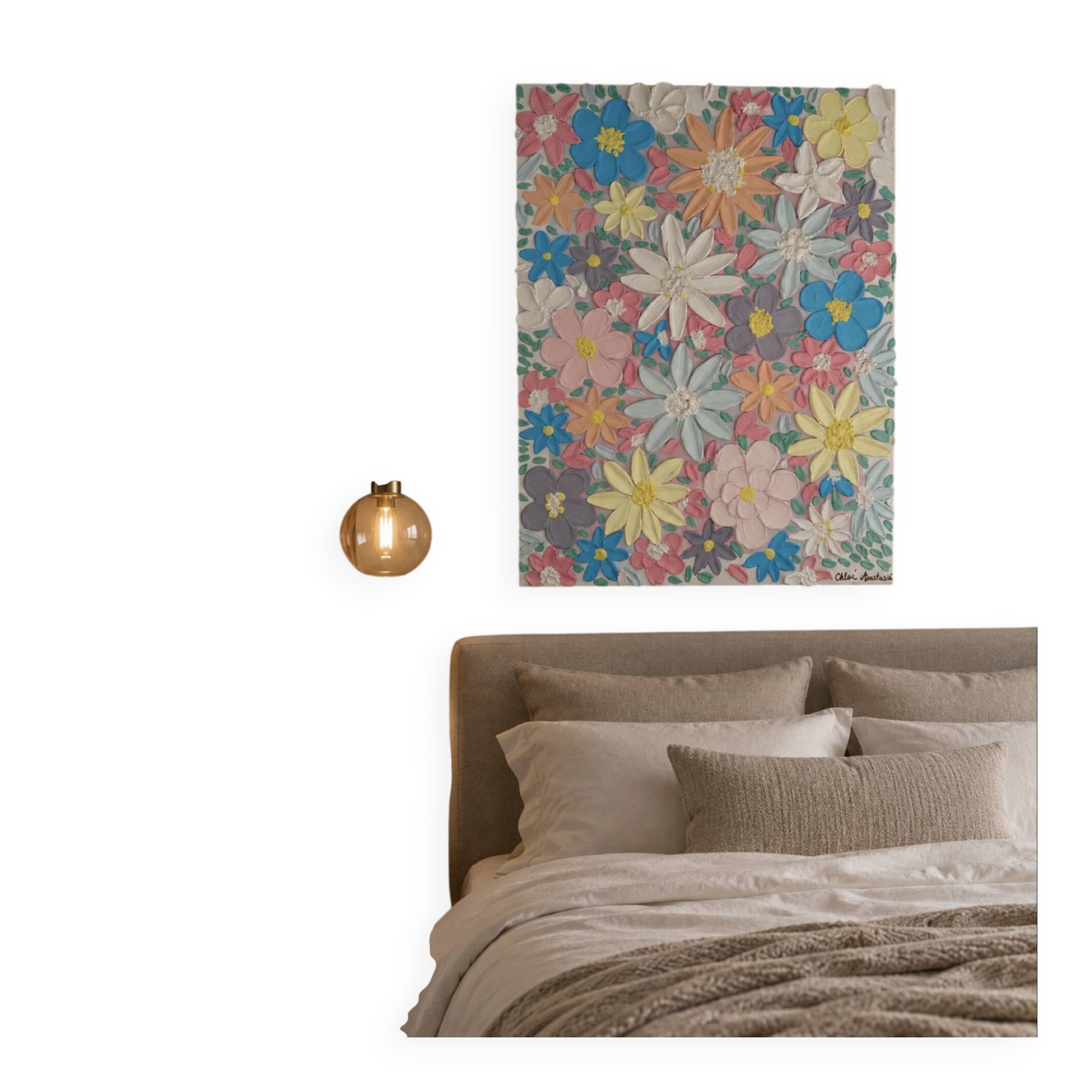 Spring bloom Textured Tableau 60x80cm handmade signed with frame