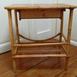 Rattan and vintage bamboo bedside table