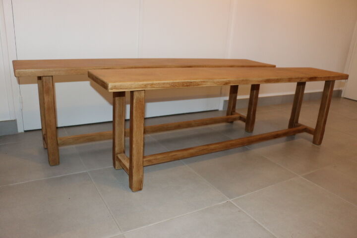 2 light oak benches