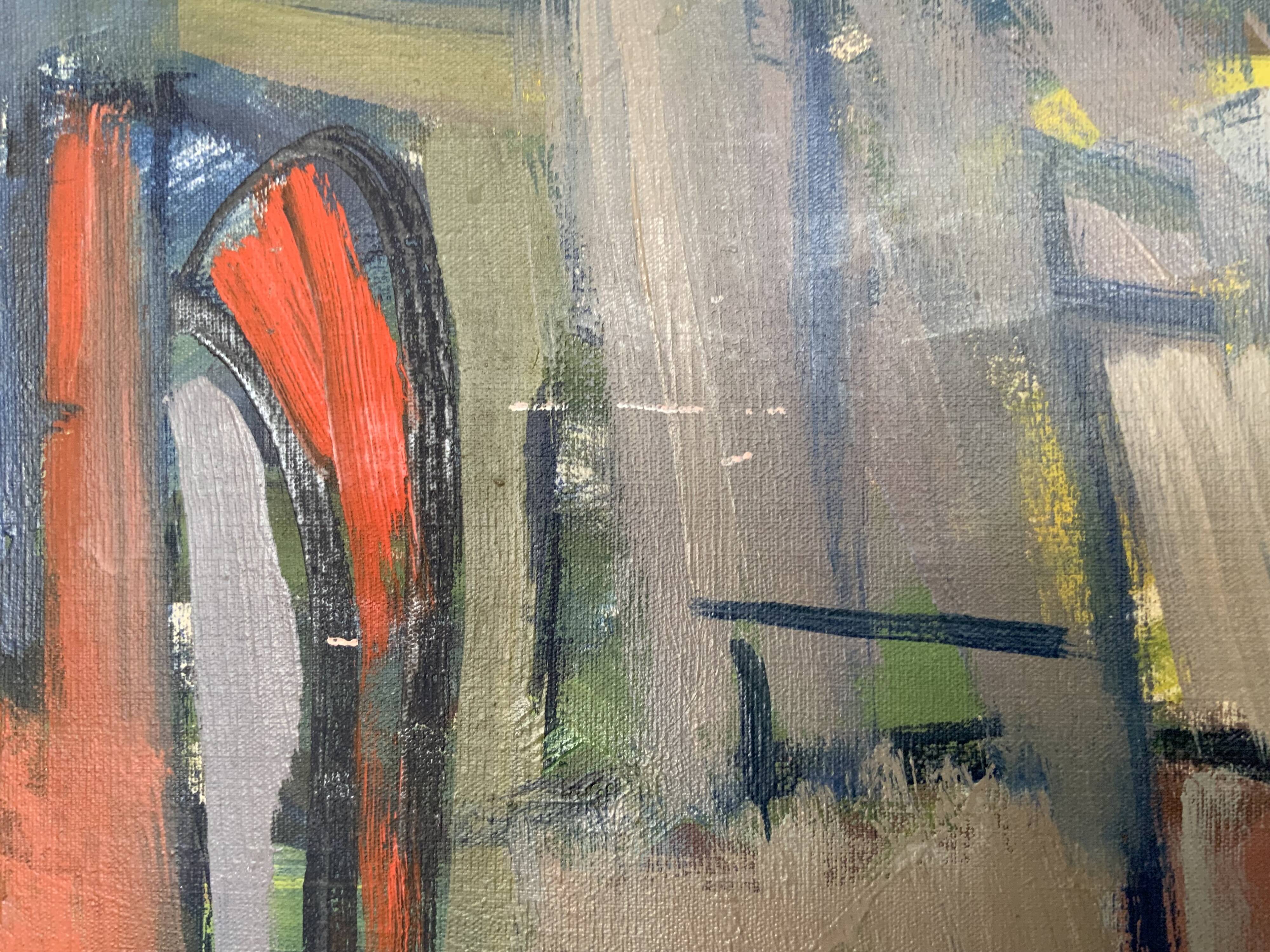 Vintage Modernists Oil Painting Still Life With Red Bottle, Signed Falck