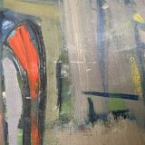 Vintage Modernists Oil Painting Still Life With Red Bottle, Signed Falck