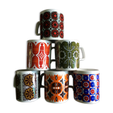 6 vintage Staffordhire mugs