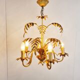 Vintage gilt metal palm chandelier, 1960s