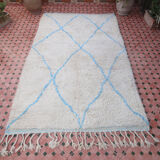 Carpet Beni Ouarain with Blue Diamond 100% wool 249 x 154 cm