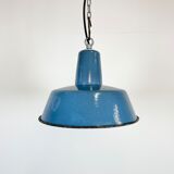 Industrial blue enamel pendant lamp, 1960s