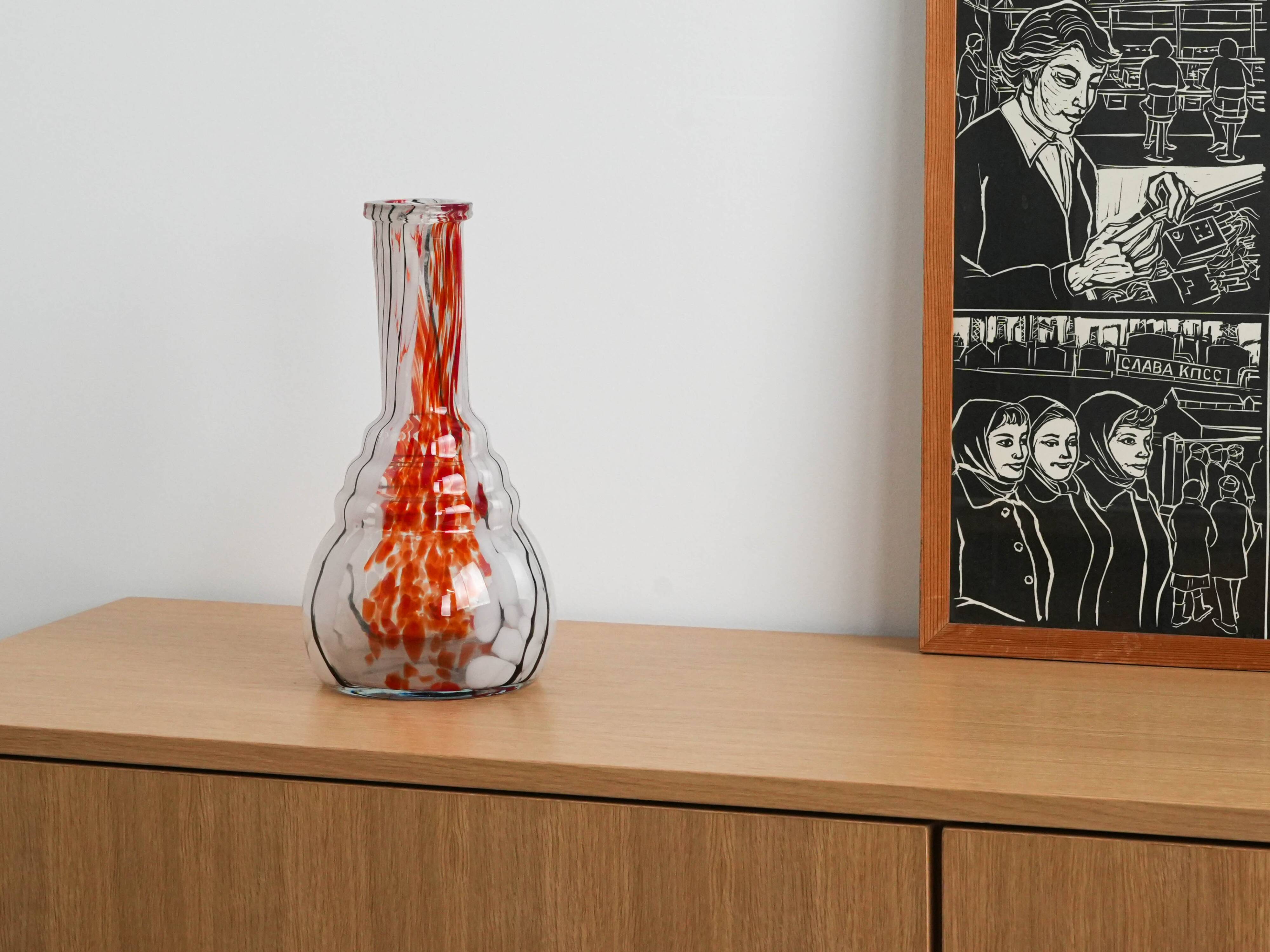 Glass vase, Italian design, 1970s, made in Italy