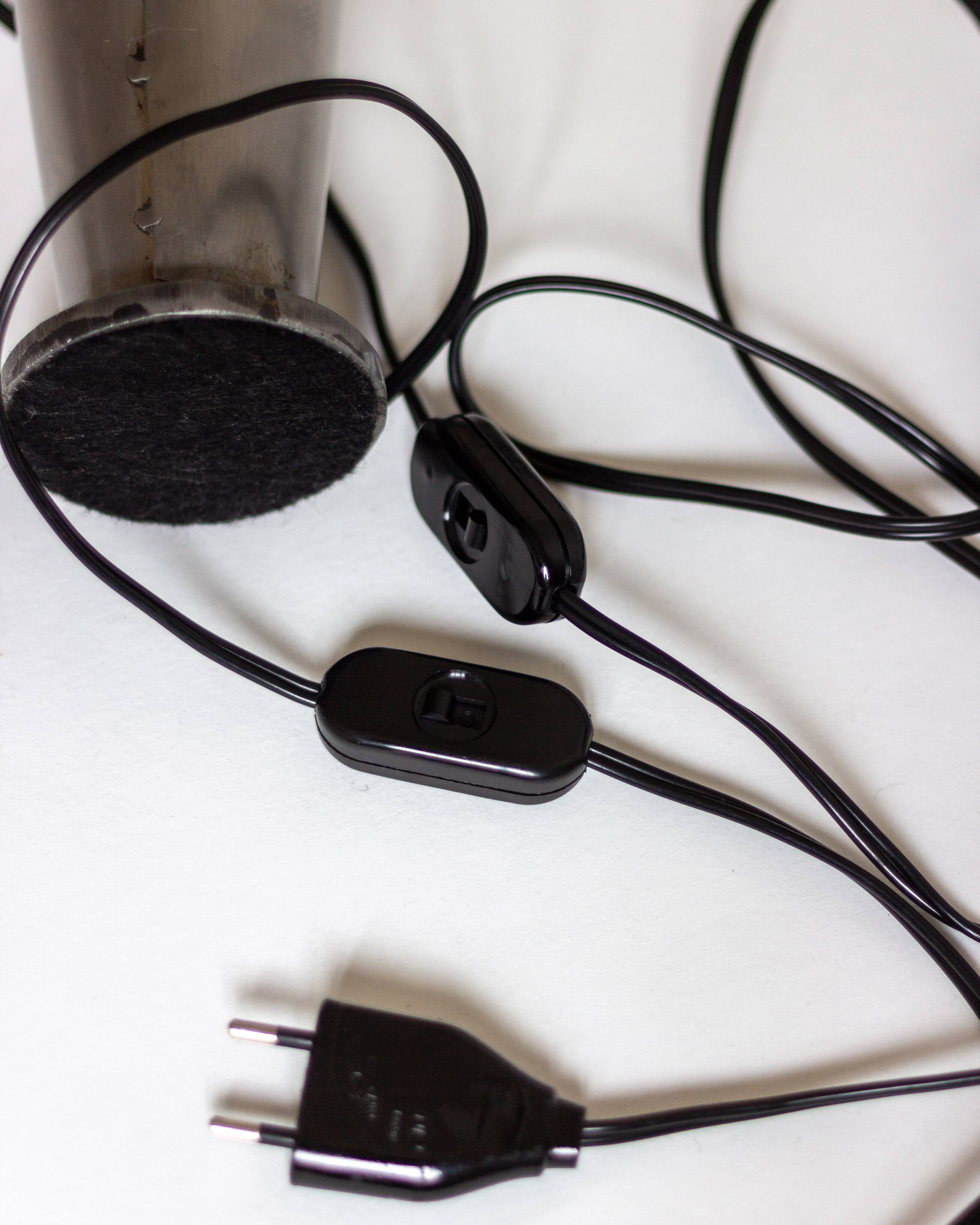 Pair of brushed steel lamps⎮60s, 70s