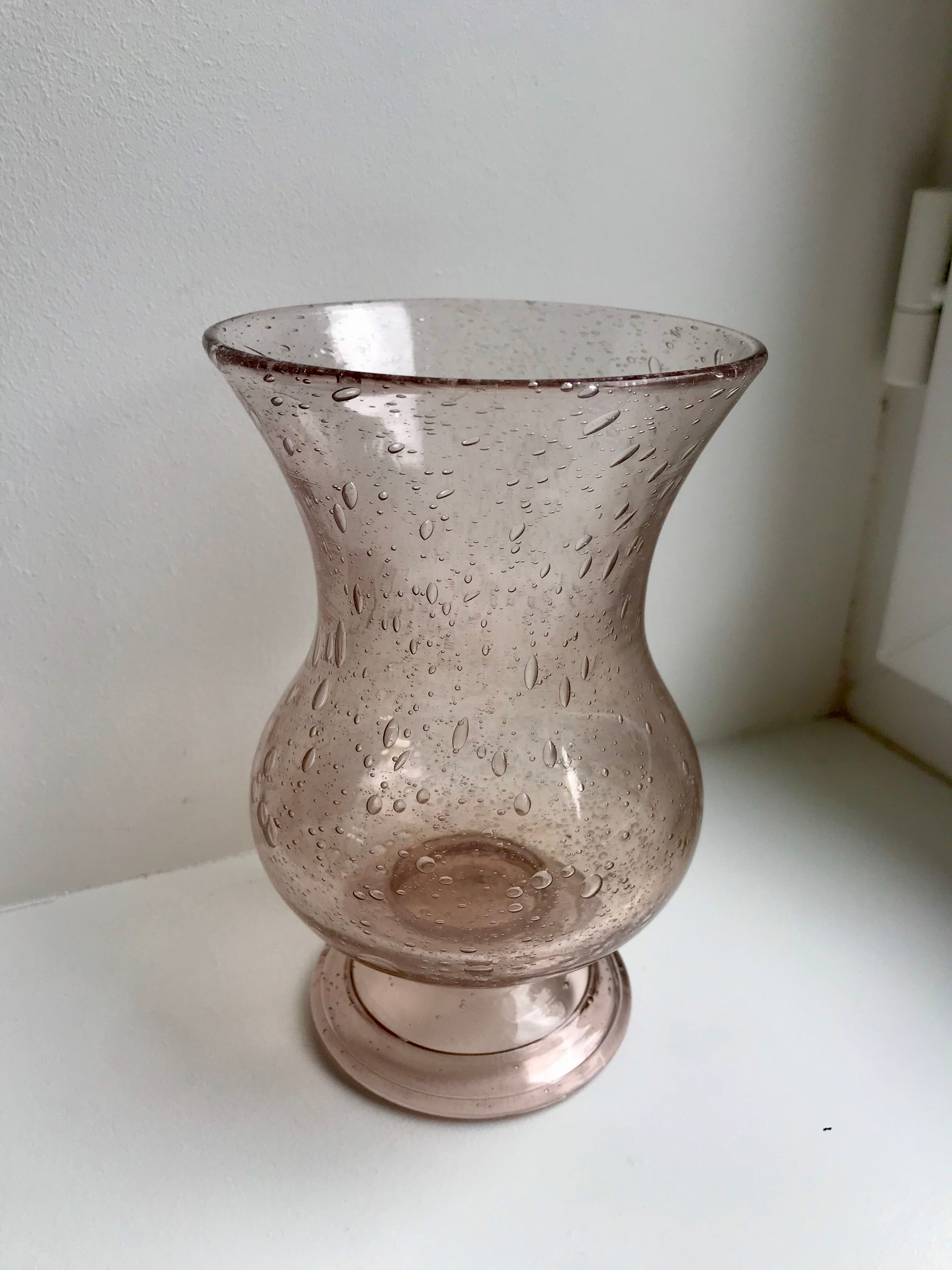 Bubbled glass vase from biot rose 60s-70s