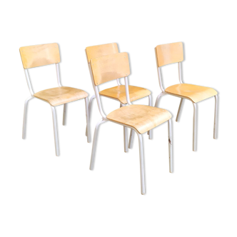 Série de 4 chaises d'écolier