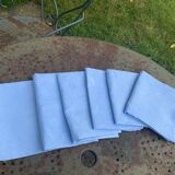 6 grandes serviettes en coton damassées teintées bleues, vintage
