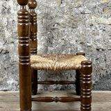 Wood & straw fireplace chair mountain chalet country cottage no dudouyt 60's