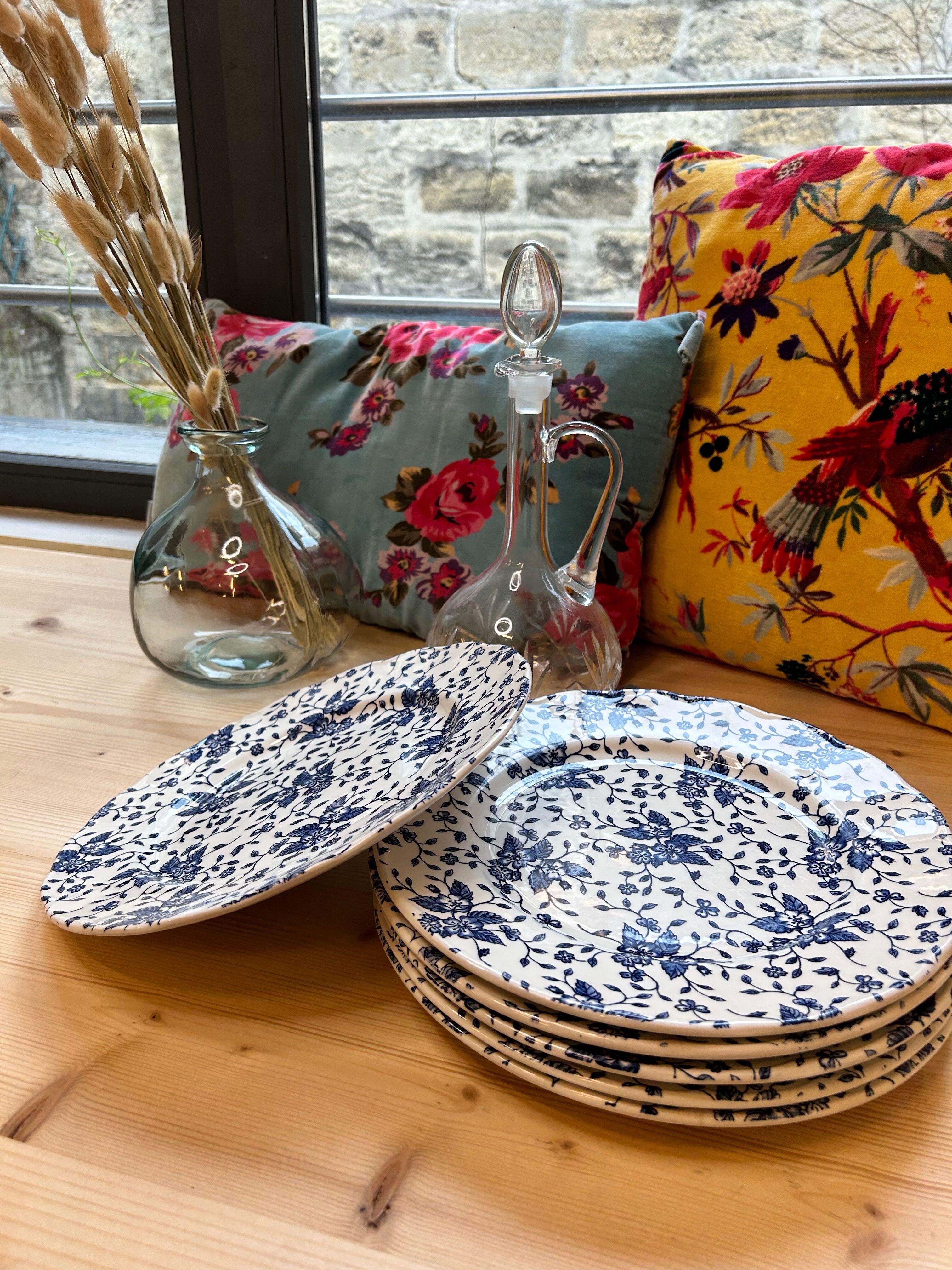 Blue Flower Plates Tudor Royal Grindley