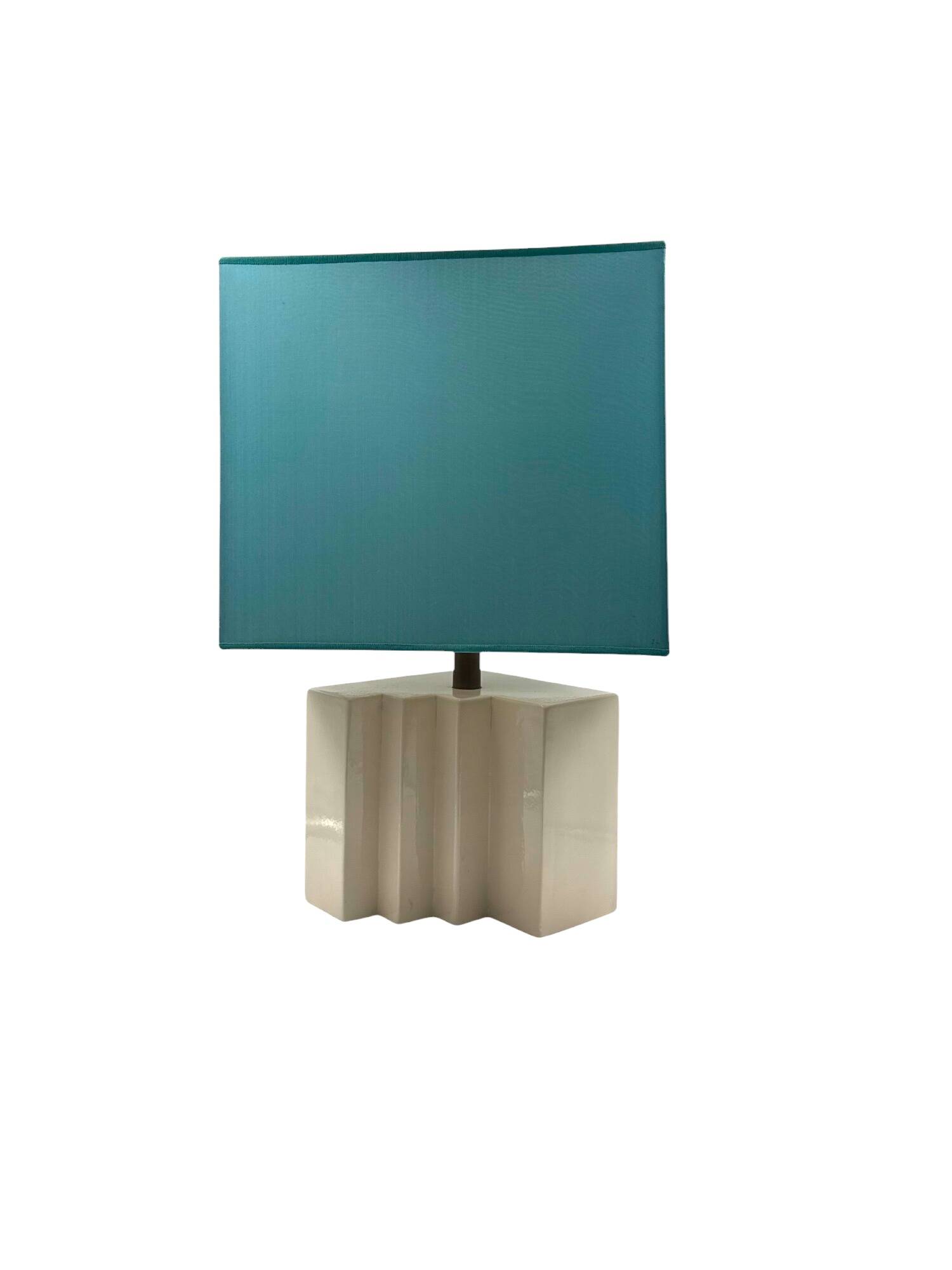 Hollywood regency set of 2 ceramic table Lamps, France 1970s