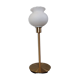 Living room lamp with gold metal base, matt white opaline globe, vintage