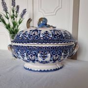 Antique earthenware tureen by Émile Tessier (1887-1971), Malicorne, France