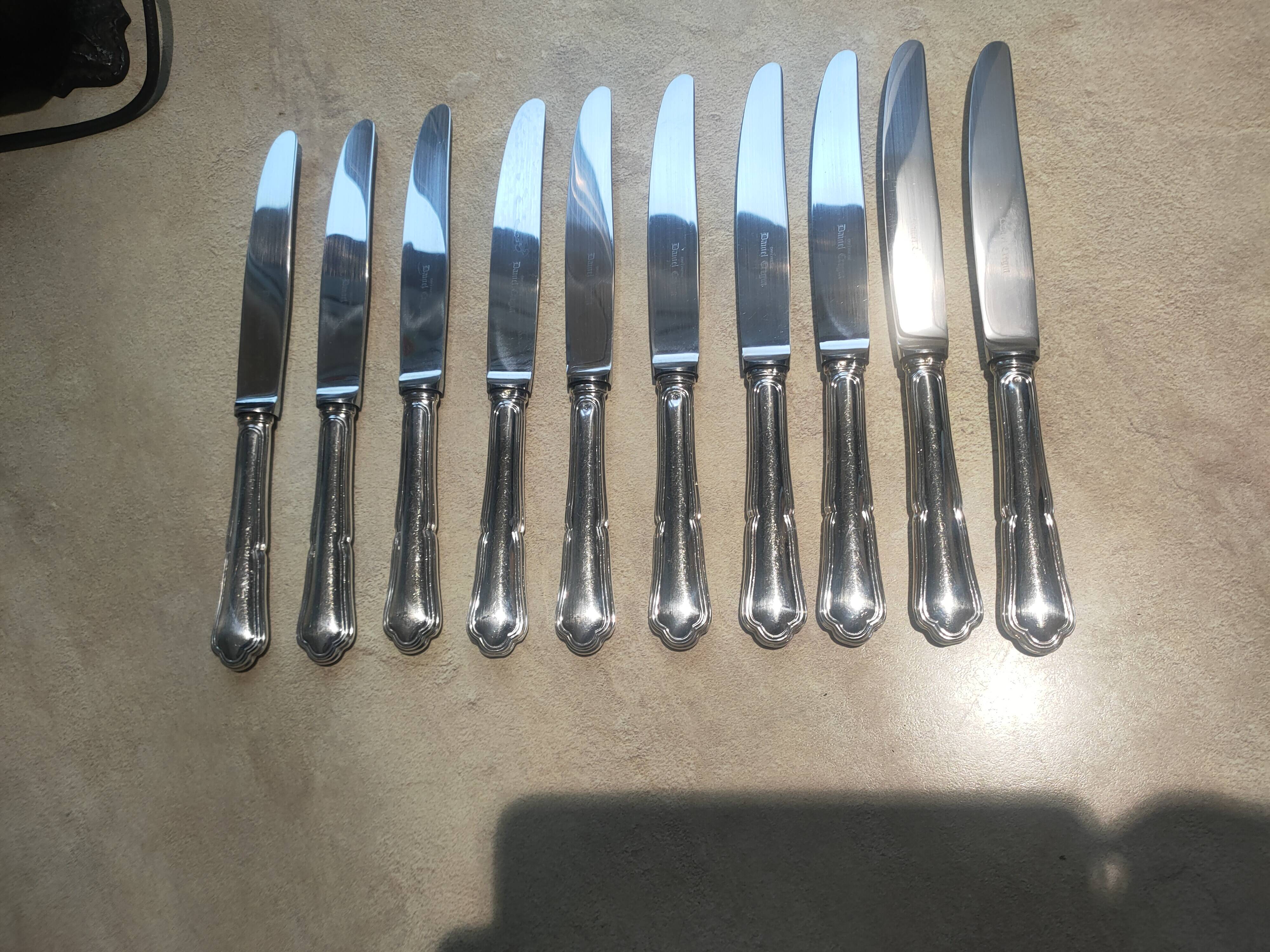lot de 10 couteaux en metal argentè