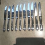 set of 10 silver metal knives