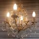 Rare old cage chandelier in gilded bronze and crystal 4 lights / WORKING CONDITION LEFT?