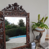 Old wood mirror carved 112x88cm
