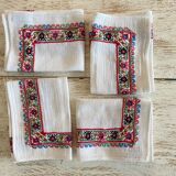 Set of 4 embroidered cross-stitch aperitif napkins - Cotton - 32x27 cm