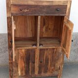 Meuble de rangement en bois ancien, 4 portes, 1 tiroir