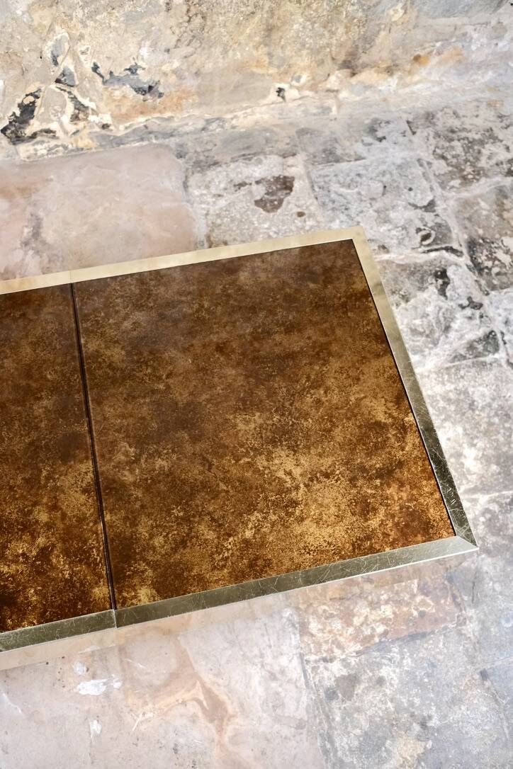 Brass solar flare bar coffee table, Cidue, Italy, 1970s