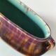 Oval low vase with handles in glazed ceramic, 20th century