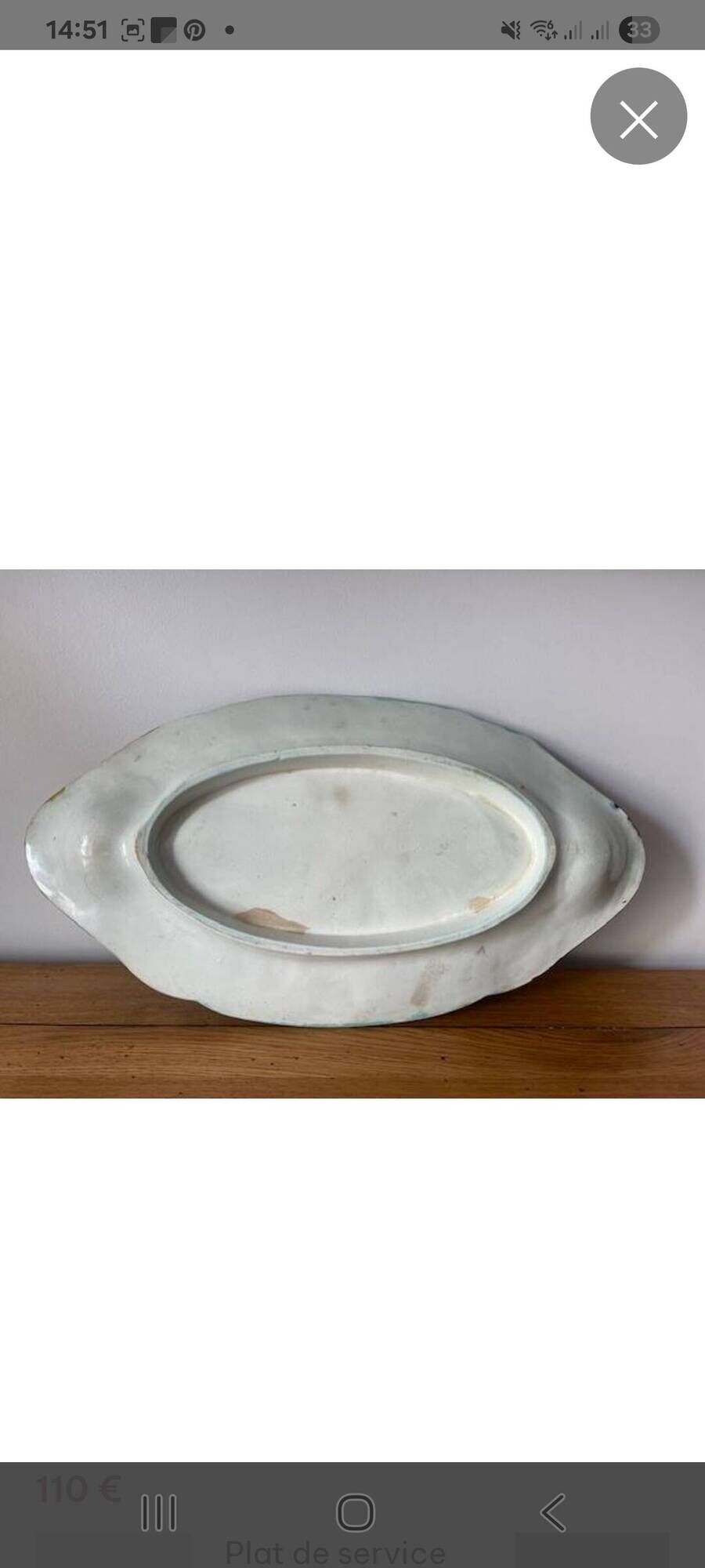 Serving dish for asparagus and artichokes in faience, late 19th century.