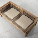 Canapé vintage scandinave en cuir et chêne du milieu du siècle, années 1970