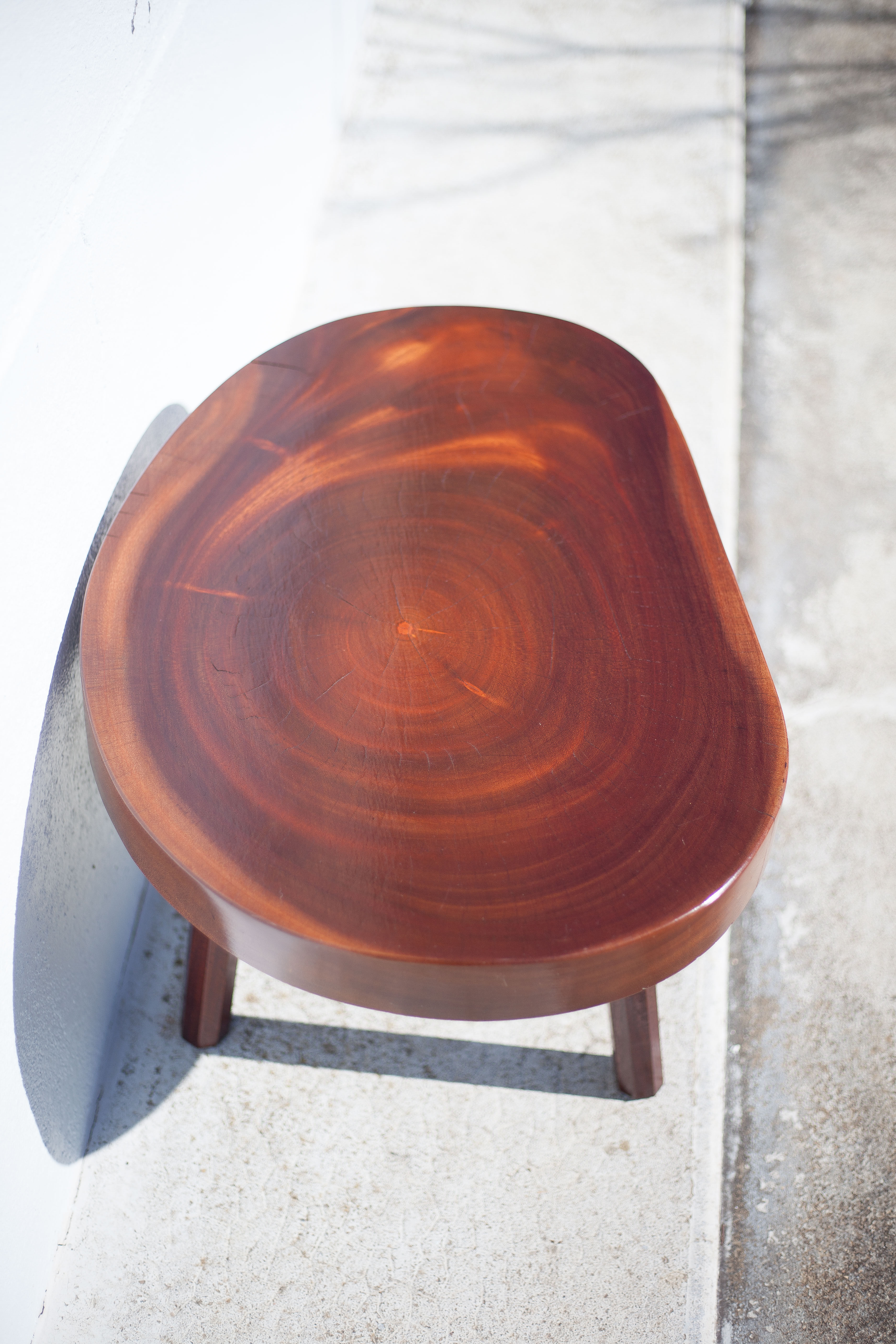 Wood coffee table, tripod table, thick wood table, living room table, brutalist, design, furniture